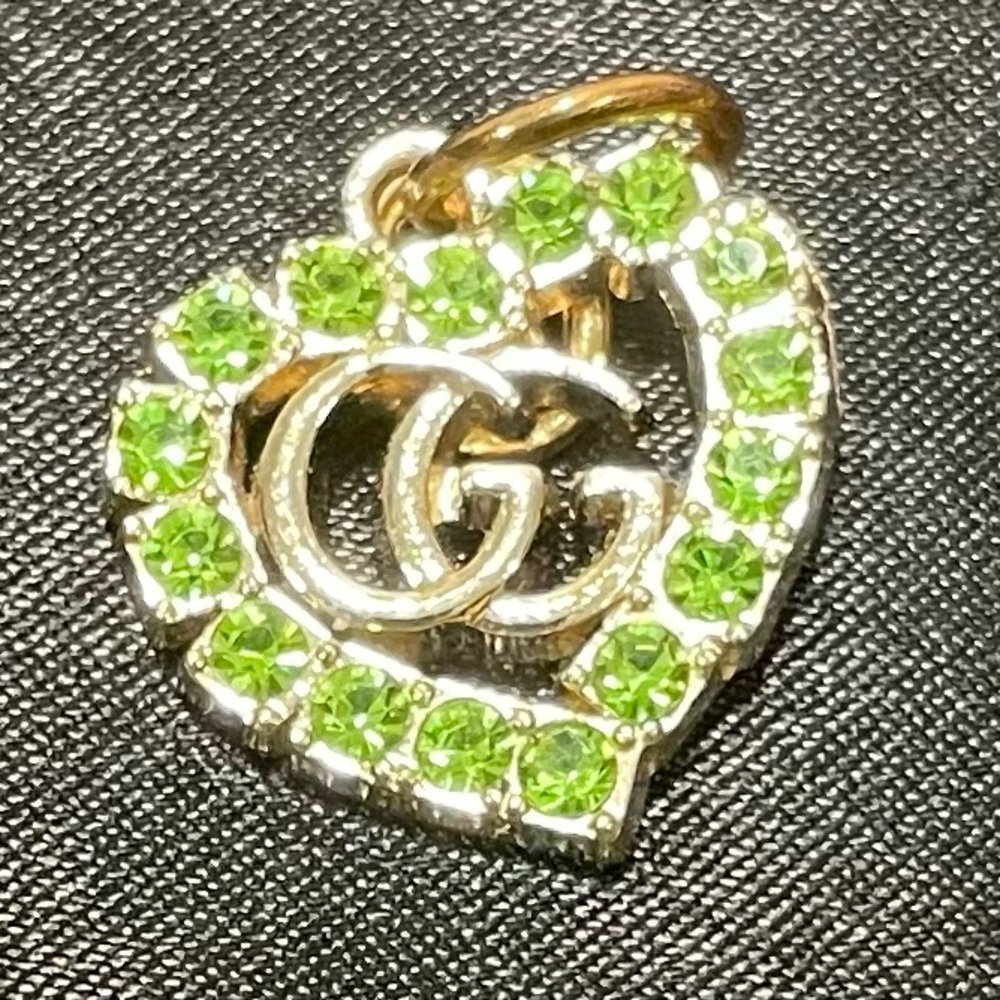 Zipper Pull Green and Gold Necklace with Signature GG